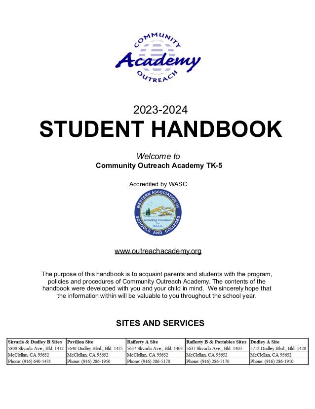 Student Handbook 2024 2024 COA Elementary (ENG)