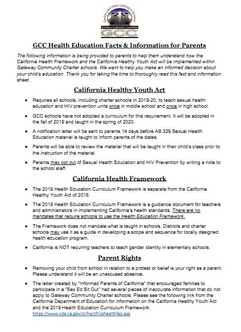 GCC Health Education Facts Information for Parents
