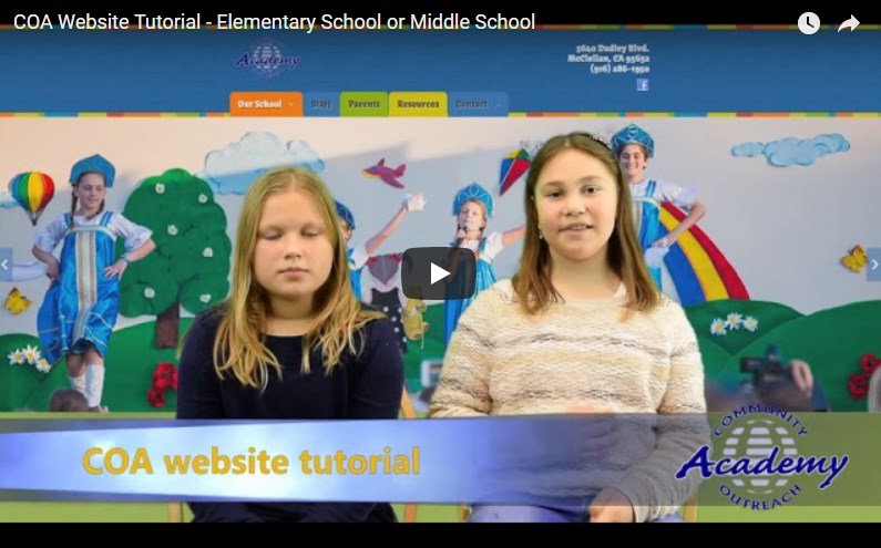 COA Website Tutorial - Elementary School or Middle School